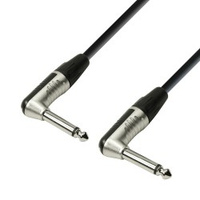 Rean Neutrik Right Angled Patch Lead Cable 6.35mm 1/4 Guitar FX 0.6m, Black Rean Neutrik Right Angled Patch Lead Cable 6.35mm 1/4 Guitar FX 0.6m, Black